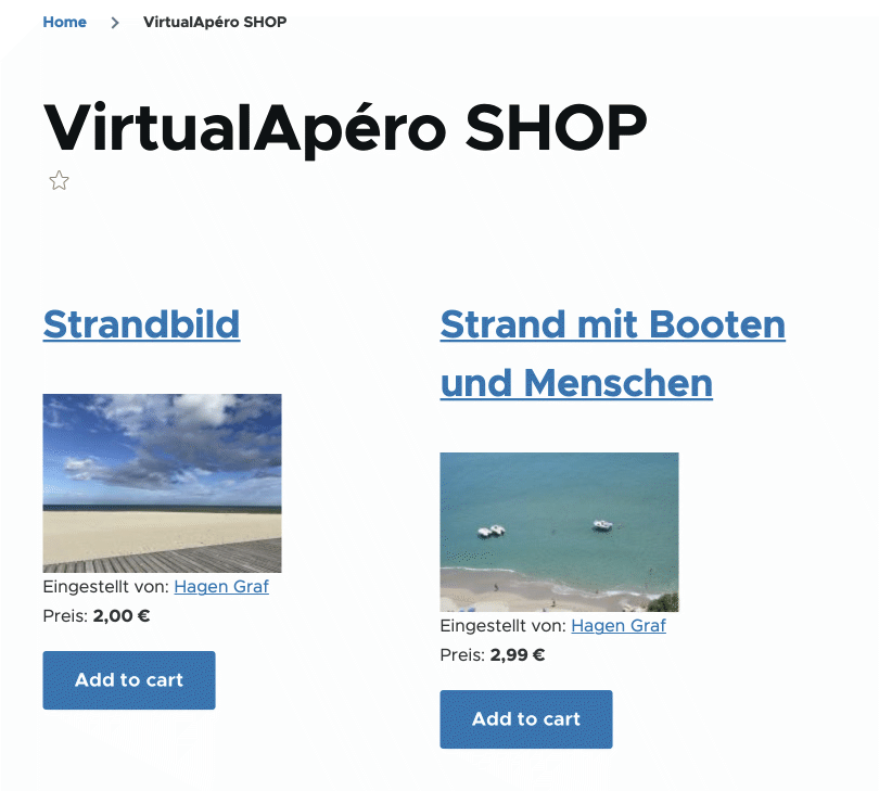 Downloadbare Güter im VirtualApero Shop