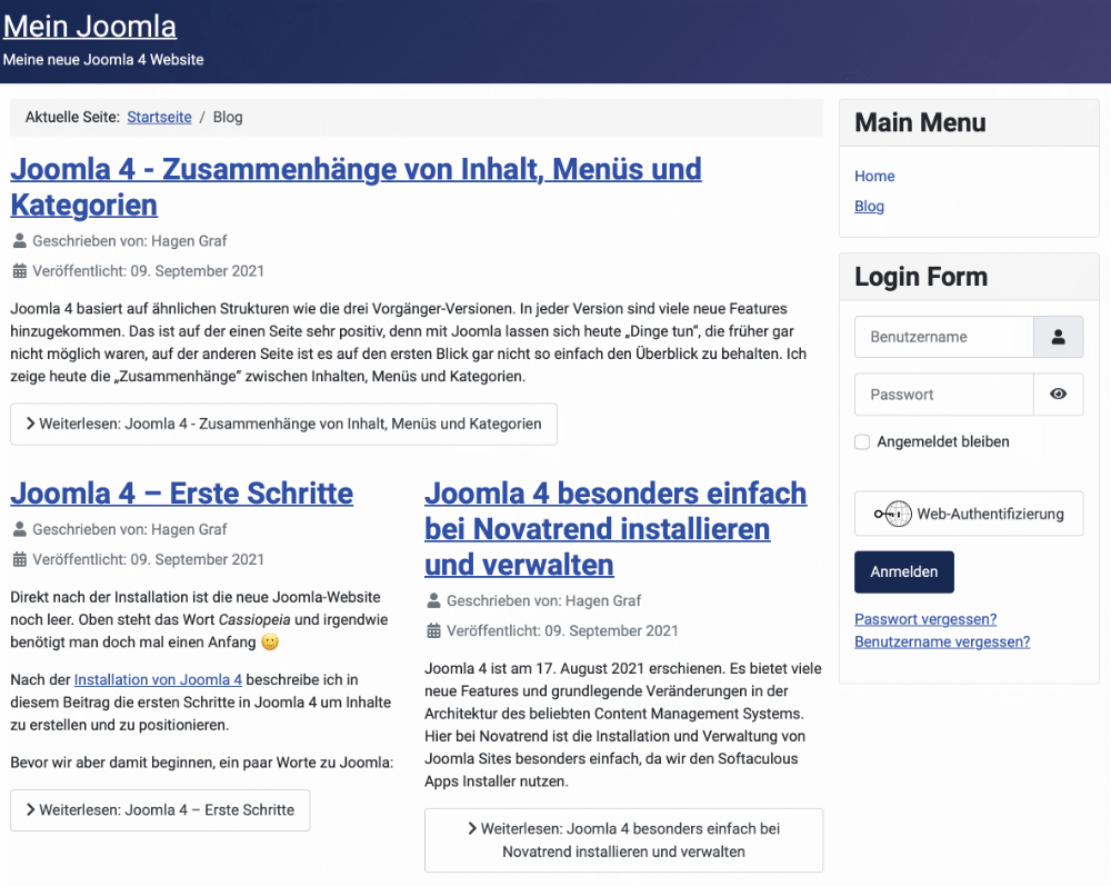 Joomla 4 – Zusammenhänge von Inhalt, Menüs und Kategorien
